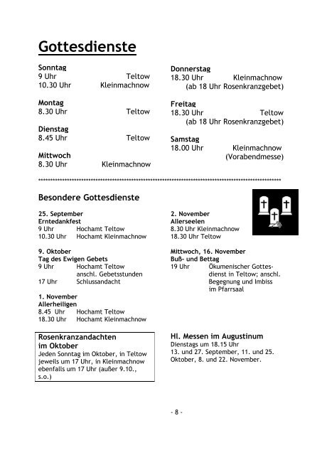 Pfarrbrief Herbst 2011 - Katholische Pfarrgemeinde Sanctissima ...