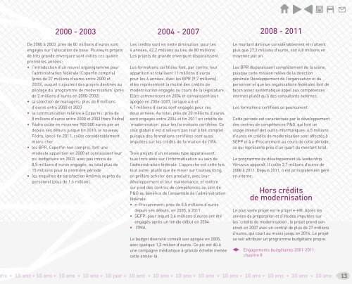 10 ans SPF P&O 2001-2011 (PDF, 9.55 MB) - Fedweb