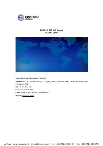 Dinstar DWG 2000D-32G GSM User Manual (PDF) - VoIPon Solutions