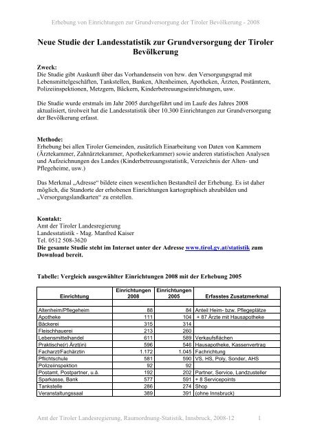 Neue Studie der Landesstatistik zur Grundversorgung der Tiroler ...