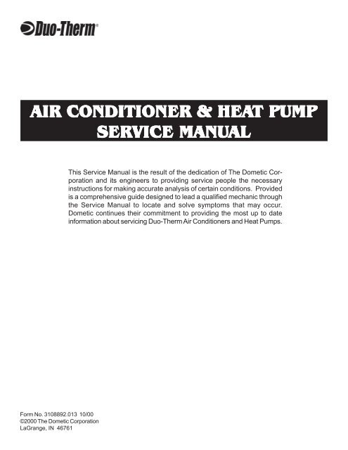 10-19-00 Air Conditioner Heat Pump Service Manual - Bryant RV ...