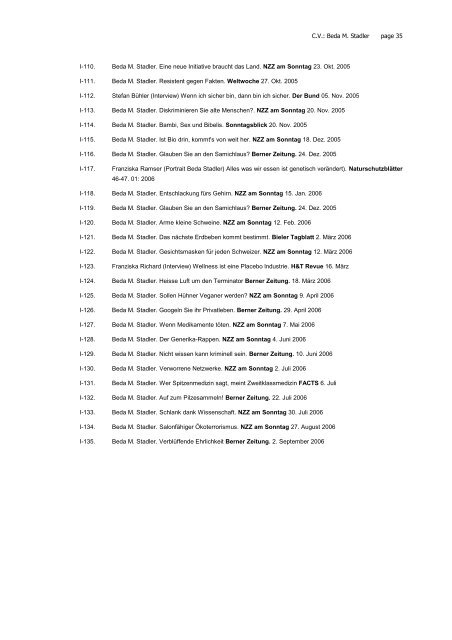 curriculum vitae - University Institute of Immunology - UniversitÃ¤t Bern