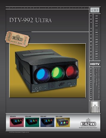 Runco DTV-992 Ultra Brochure/Spec Sheet - CurtPalme.com