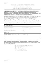 In-training Assessment Form for Completion by members of staff