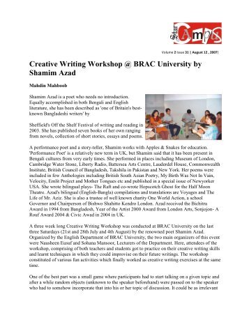 Creative Writing Workshop @ BRAC University by Shamim Azad