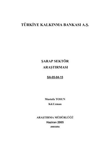 Şarap Sektör Araştırması - Türkiye Kalkınma Bankası