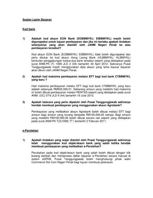 Soalan Lazim Bayaran Kod Bank 1 Adakah Kod Akaun Eon Bank