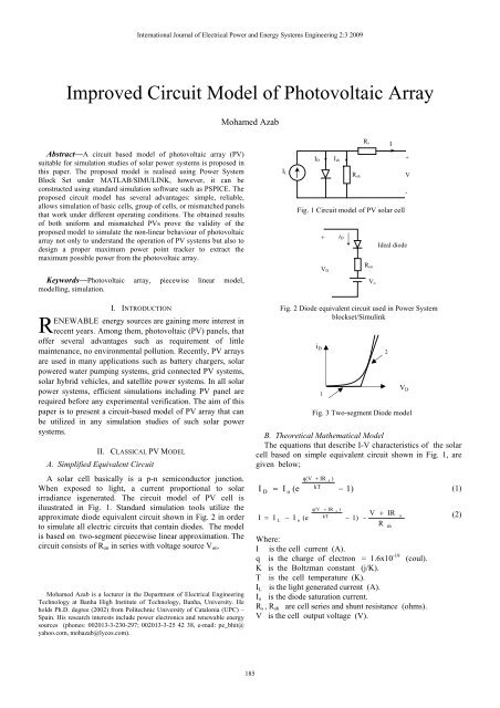 Improved Circuit Model of Photovoltaic Array - courses.cit.cornell.edu