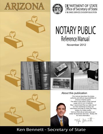 Notary Public Reference Manual - Arizona Secretary of State