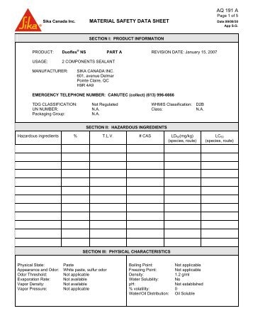 Sika Duoflex MSDS.pdf - Northland Construction Supplies