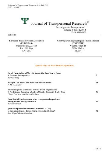COMPLETE Journal of Transpersonal Research, 2012, Vol. 4