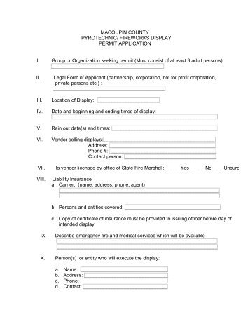 Pyrotechnic/Fireworks Display Permit Application