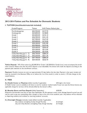 2013-2014 Domestic Tuition and Fees - The Fessenden School