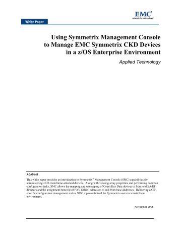Symmetrix Management Console User Guide Symmetrix Management Console User Guide