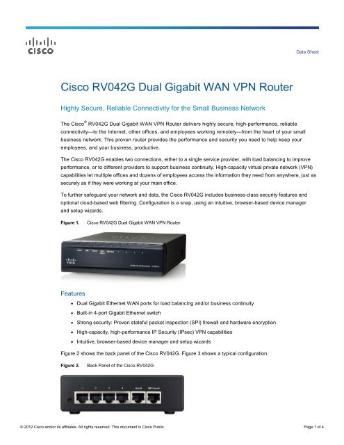 Cisco RV042G Dual Gigabit WAN VPN Router Data Sheet