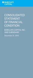 consolidated statement of financial condition - Barclays Capital