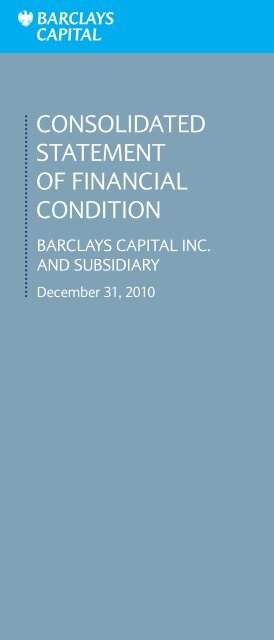 consolidated statement of financial condition - Barclays Capital