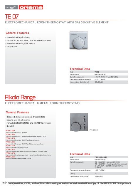 TEMPERATURE CONTROL - AIRCO line