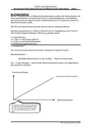 Rechenweg, Plankostenrechnung mit Maschinenstundensätze