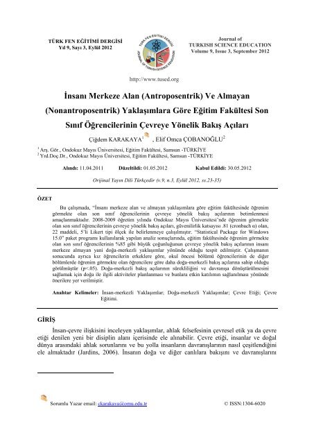 Journal article - Journal of Turkish Science Education