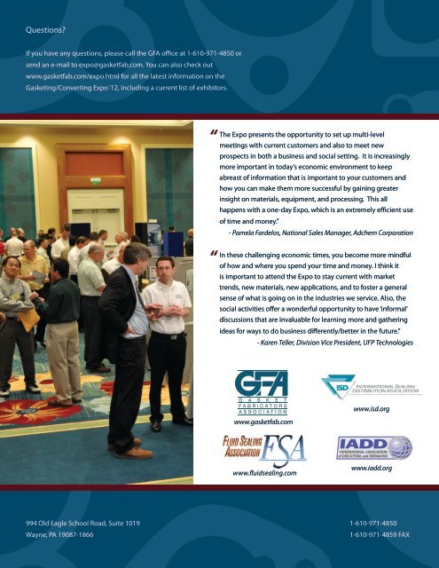 Gasketing/Converting Expo'12 - Gasket Fabricators Association