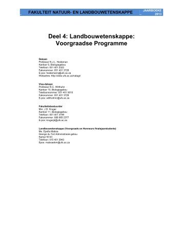 Deel 4: Landbouwetenskappe: Voorgraadse Programme