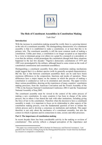 The Role of Constituent Assemblies in Constitution ... - ConstitutionNet