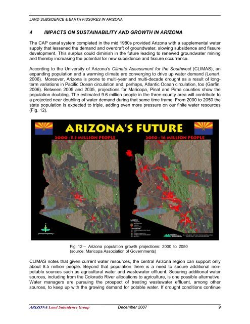 land subsidence and earth fissures in arizona - The Arizona ...
