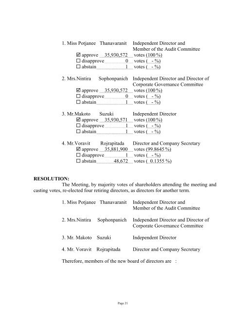 Notice of the 20 Annual Ordinary General Meeting of Shareholders TO