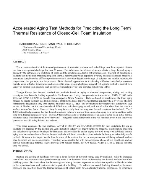 Accelerated Aging Test Methods for Predicting the Long Term ...