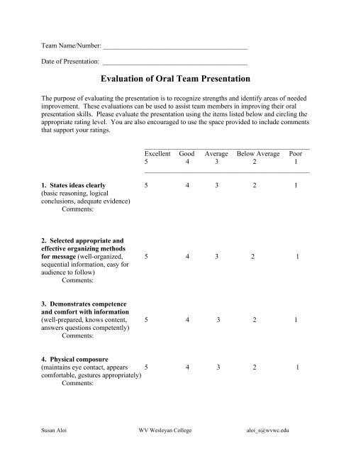 oral presentation evaluation