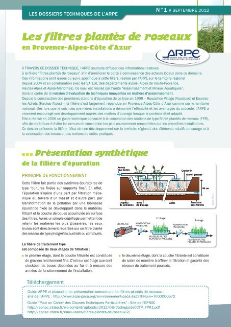 Les filtres plantÃ©s de roseaux en PACA, Dossier ... - Epnac - Irstea