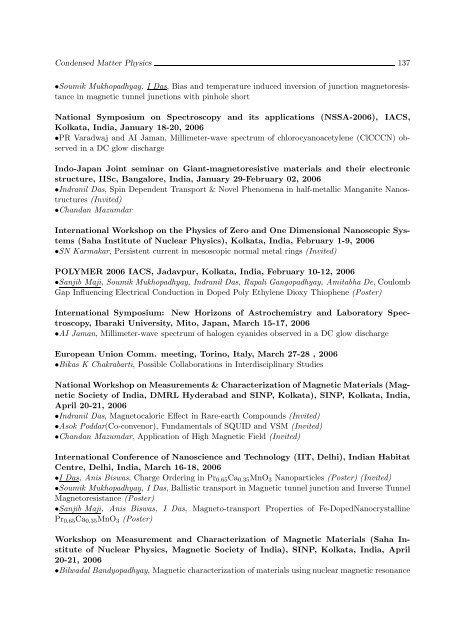 Biennial Report 2005-2007 - Saha Institute of Nuclear Physics