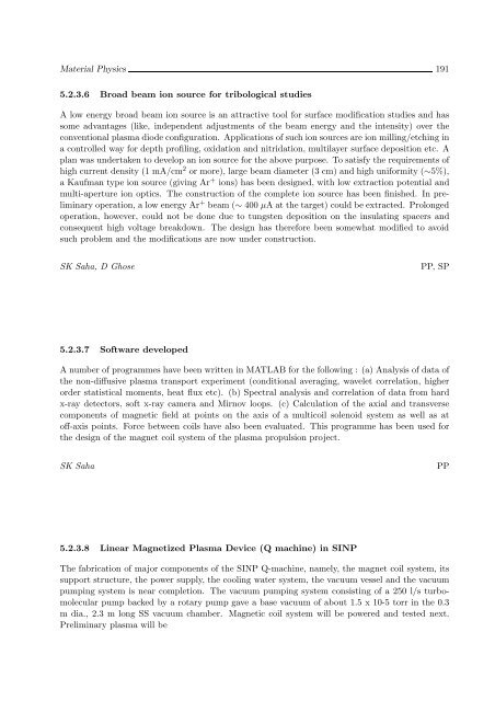 Biennial Report 2005-2007 - Saha Institute of Nuclear Physics