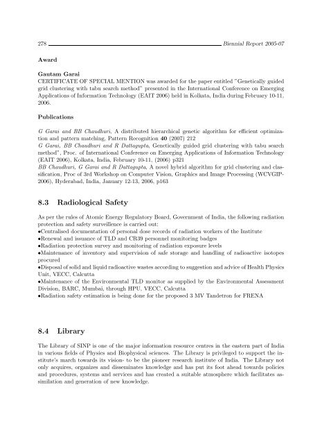 Biennial Report 2005-2007 - Saha Institute of Nuclear Physics