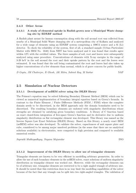 Biennial Report 2005-2007 - Saha Institute of Nuclear Physics