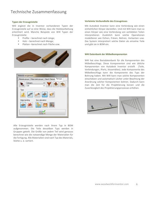 Technische Zusammenfassung - Woodwork for Inventor
