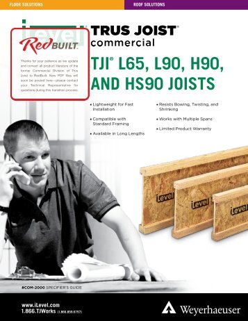 Trus Joist Commercial TJI L65, L90, H90, nad HS90 ... - RedBuilt