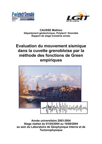 Evaluation du mouvement sismique dans la cuvette grenobloise par ...
