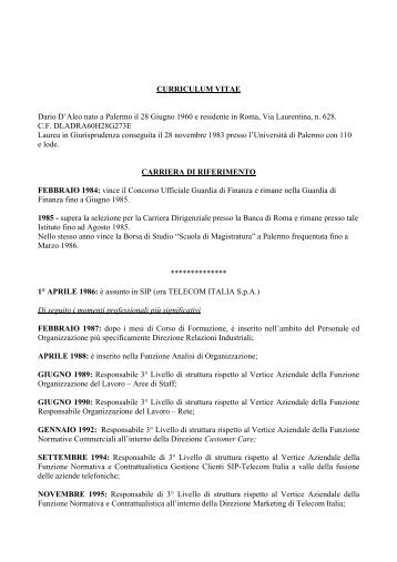 CURRICULUM VITAE Dario D'Aleo nato a Palermo il 28 Giugno ...