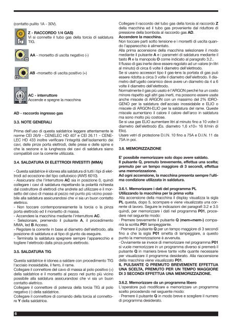 I -MANUALE DI ISTRUZIONI PER SALDATRICE AD ARCO pag. 2 ...