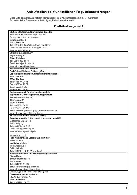 Anlaufstellen bei frühkindlichen ... - Dr. med. Dotzauer