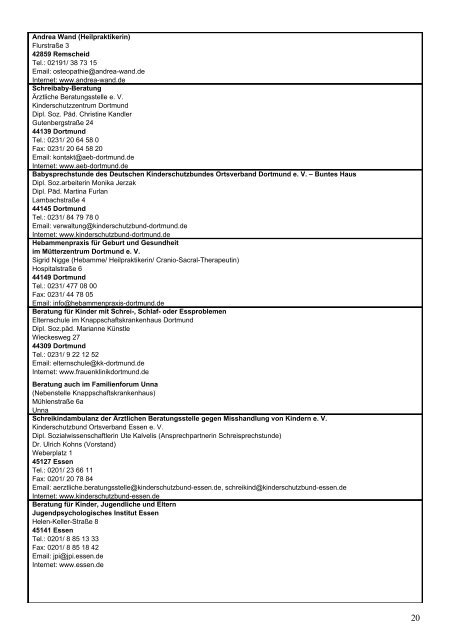 Anlaufstellen bei frühkindlichen ... - Dr. med. Dotzauer