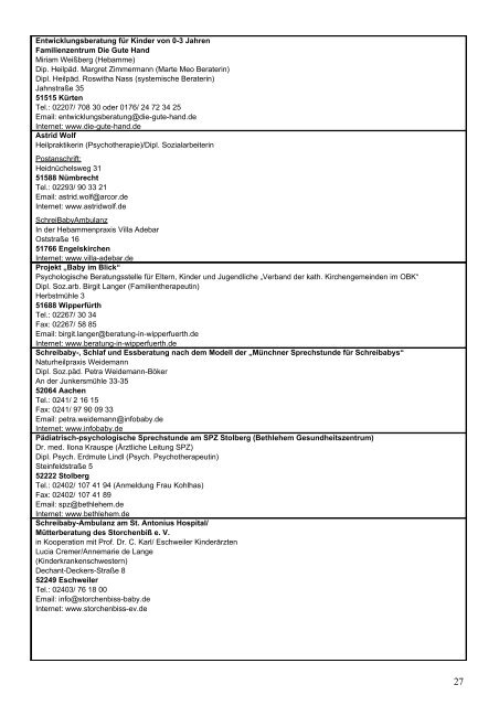 Anlaufstellen bei frühkindlichen ... - Dr. med. Dotzauer