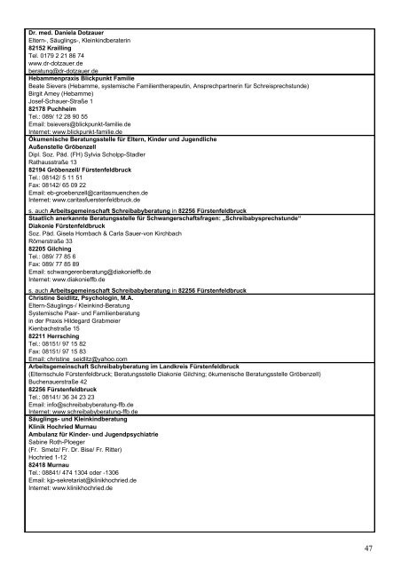 Anlaufstellen bei frühkindlichen ... - Dr. med. Dotzauer