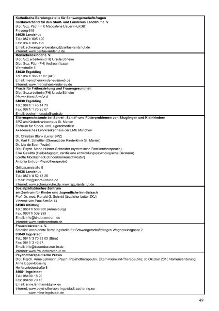 Anlaufstellen bei frühkindlichen ... - Dr. med. Dotzauer