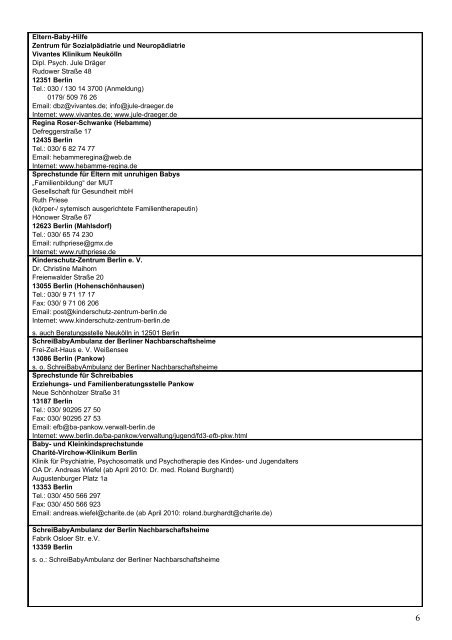 Anlaufstellen bei frühkindlichen ... - Dr. med. Dotzauer