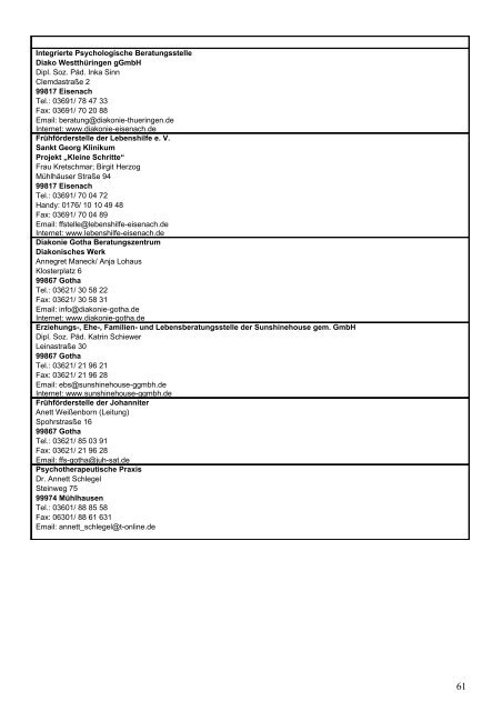 Anlaufstellen bei frühkindlichen ... - Dr. med. Dotzauer