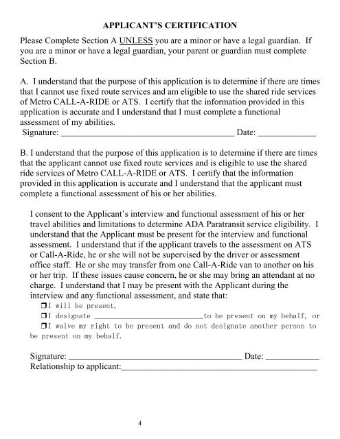 DRAFT ADA PARATRANSIT APPLICATION - Metro Transit