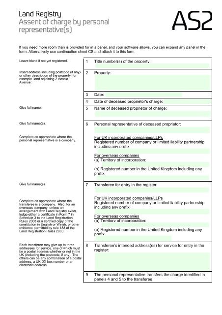 form AS2 (PDF, 74KB) - Land Registry